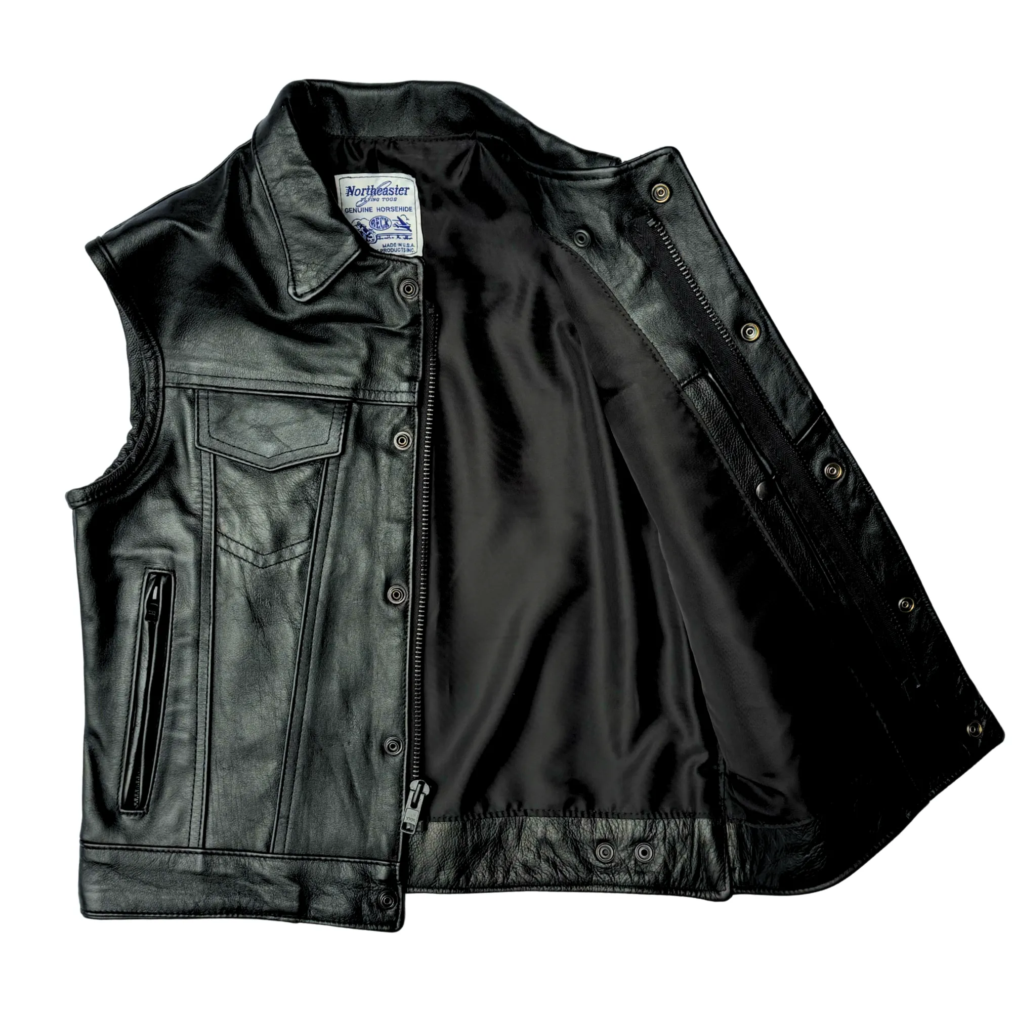 BECK® 501 Trucker Horsehide Motorcycle Vest — Black - Image 3