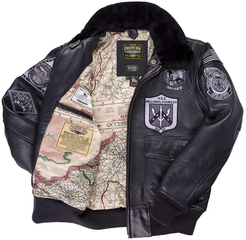 Cockpit USA Bogard by Mike B Mens Stealth G-1 Top Gun Jacket - Image 4