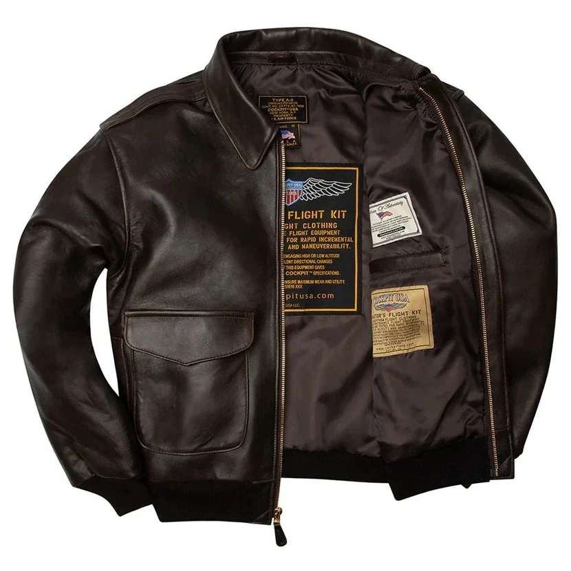 Cockpit USA Mens 100 Mission A-2 Lambskin Leather Flight Jacket - Image 4