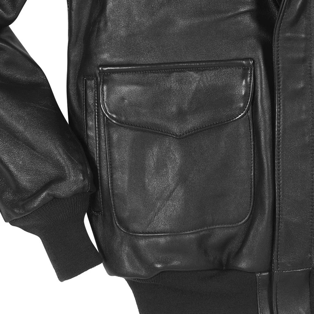 Cockpit USA Men's Antique Lambskin Leather A-2 Flight Jacket - Black - Image 4
