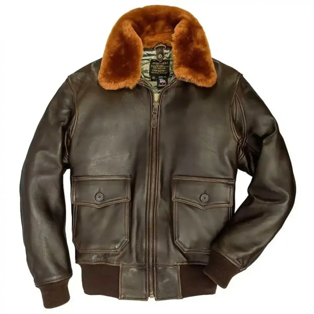 Cockpit USA Men's G-1 Antique Lambskin Leather Flight Jacket