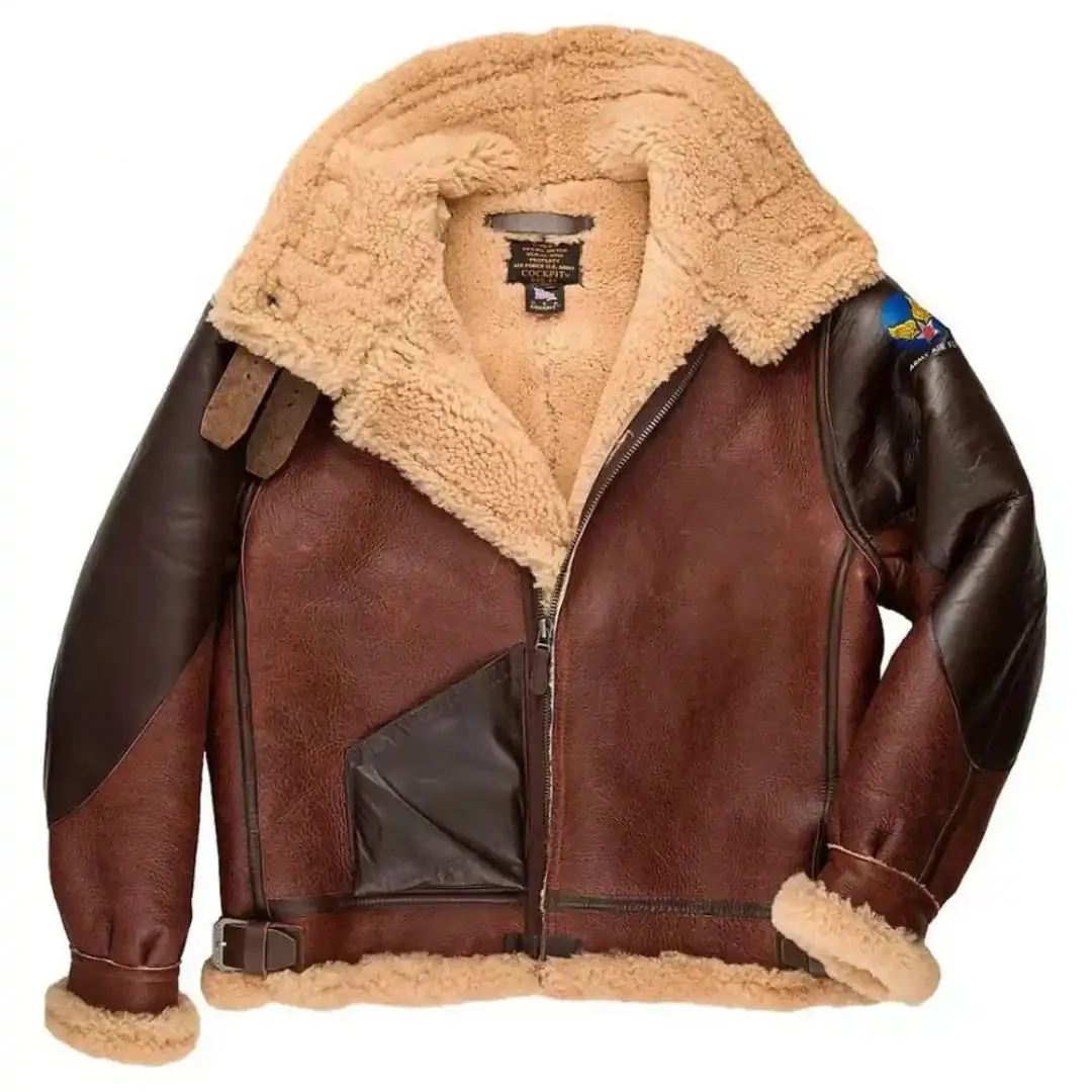 Cockpit USA Men's Pearl Harbor Reproduction B-3 Sheepskin Bomber Jacket - Image 5