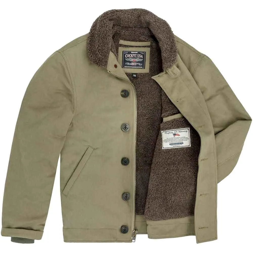 Cockpit USA Men's USN N1 Bedford Cord Deck Jacket (Colors: Navy & Sage) - Image 6