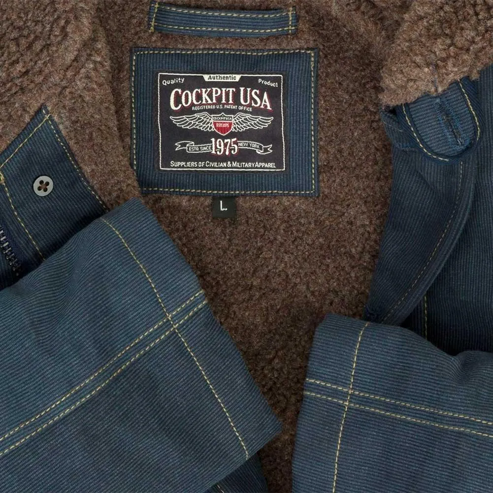 Cockpit USA Men's USN N1 Bedford Cord Deck Jacket (Colors: Navy & Sage) - Image 8