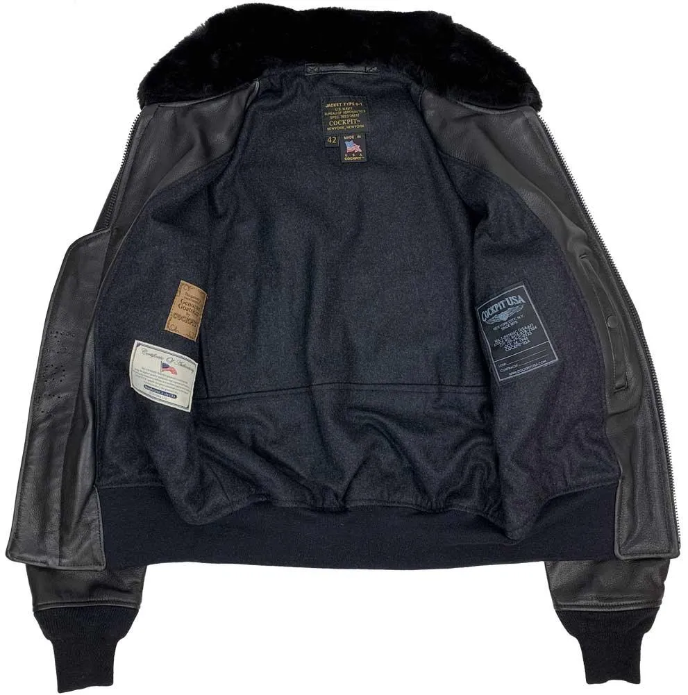 Size 38: Cockpit USA Mens USN Submariner G-1 Leather Flight Jacket Z21E013 - Final Sale Ships Same Day - Image 4