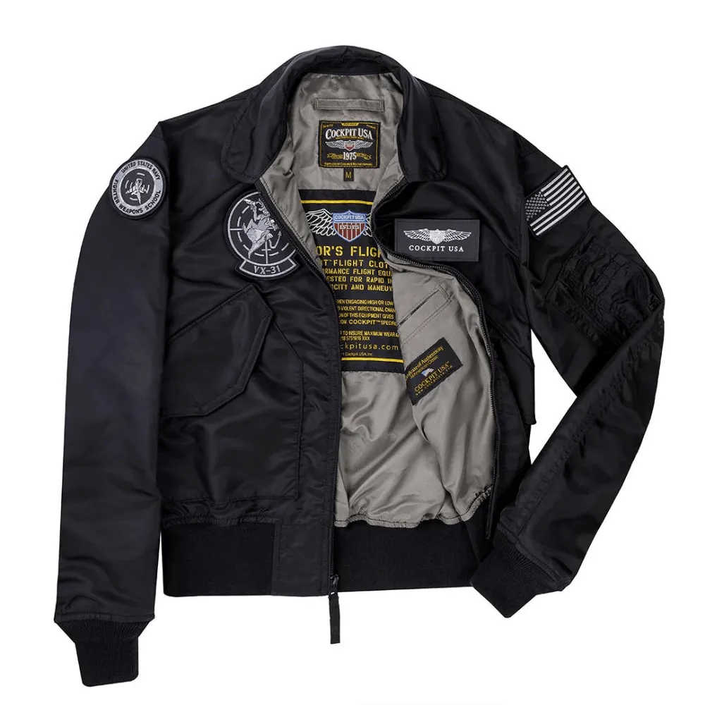 Cockpit USA Movie Heroes Men's Black Stealth Nylon Flight Jacket - Image 4