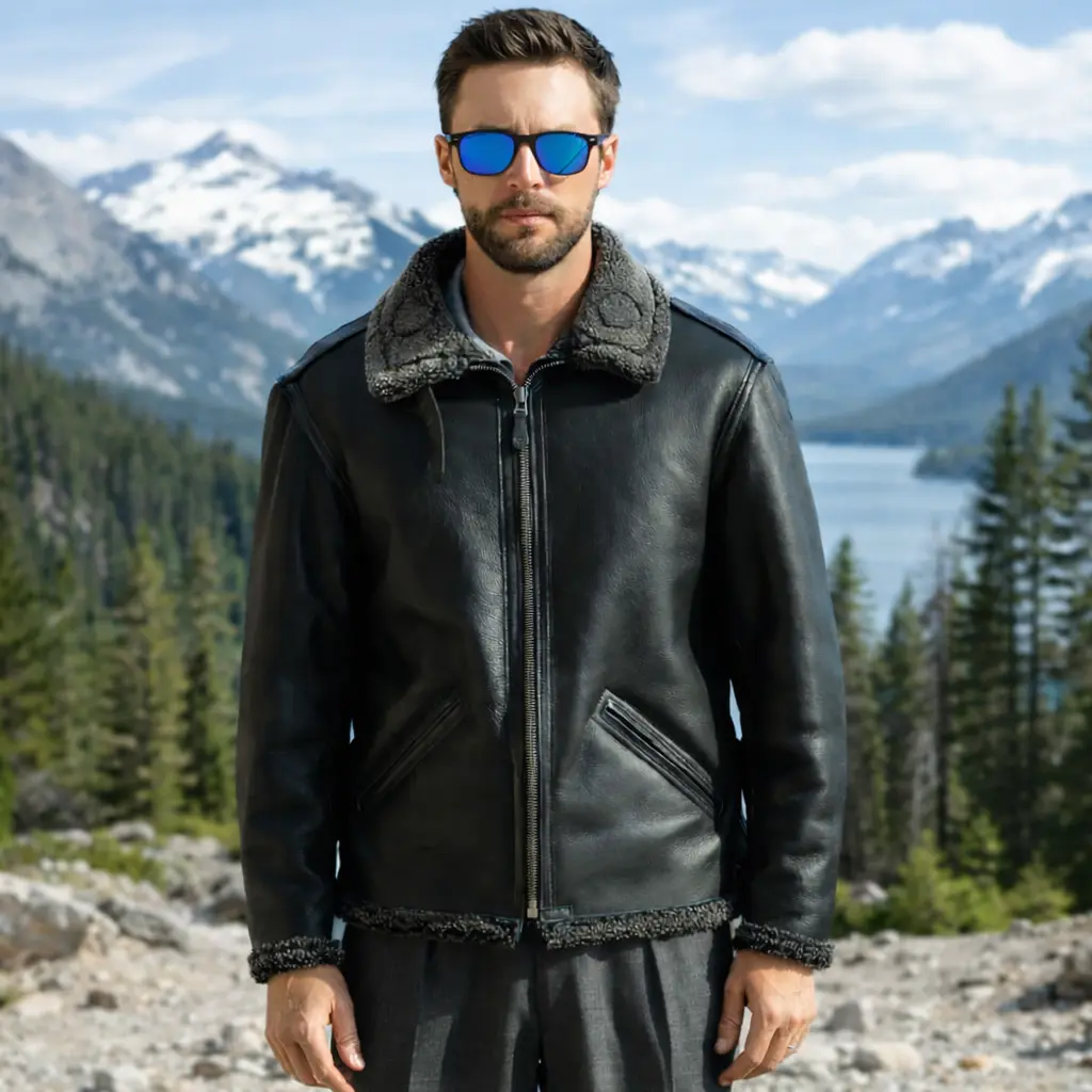 Cockpit USA The Black Ops Shearling B-6 Bomber Jacket - Image 2