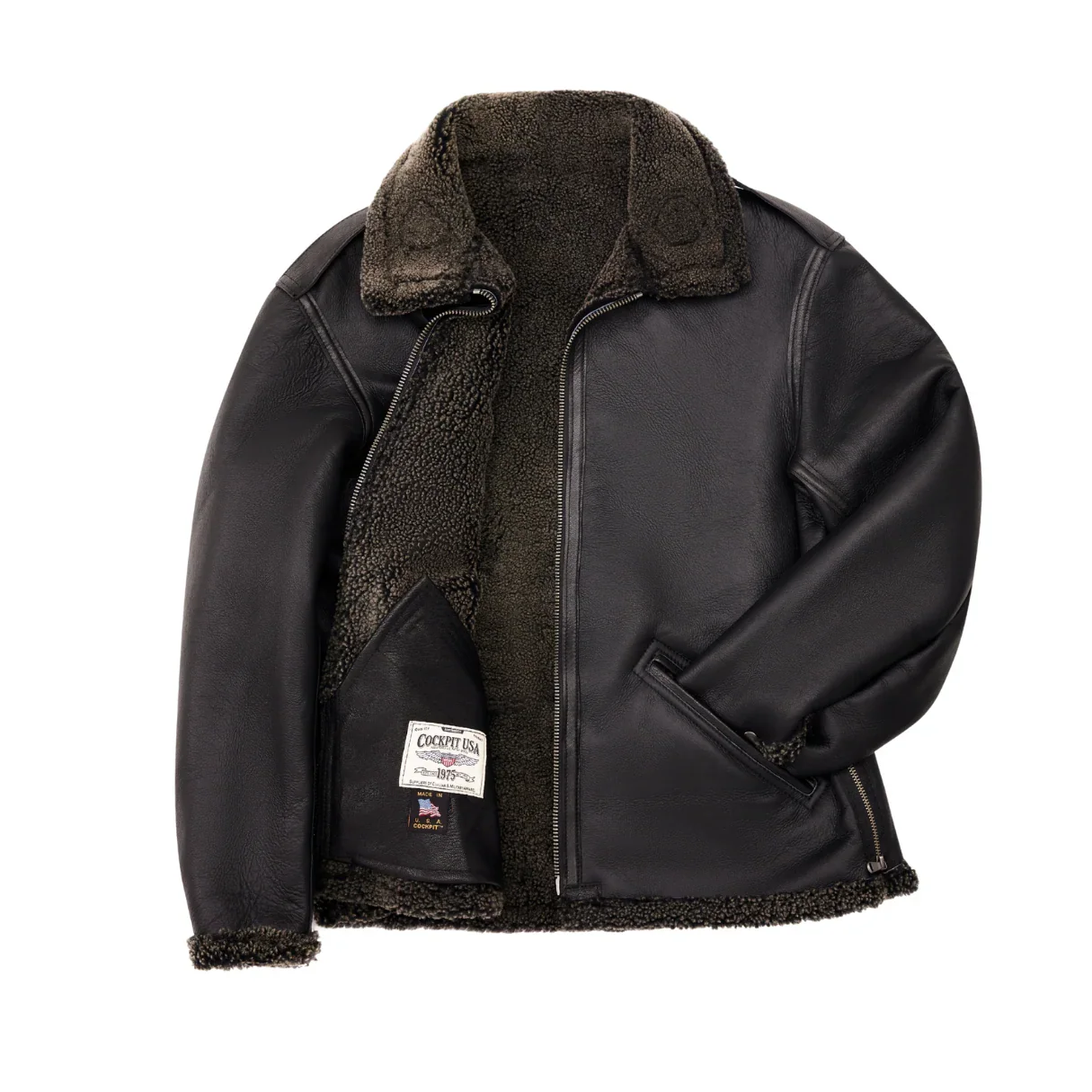 Cockpit USA The Black Ops Shearling B-6 Bomber Jacket - Image 4