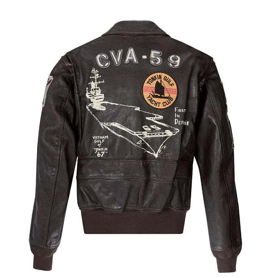 Cockpit USA Men's USS Forrestal Carrier Pilot's Vietnam Flight Jacket - Image 3