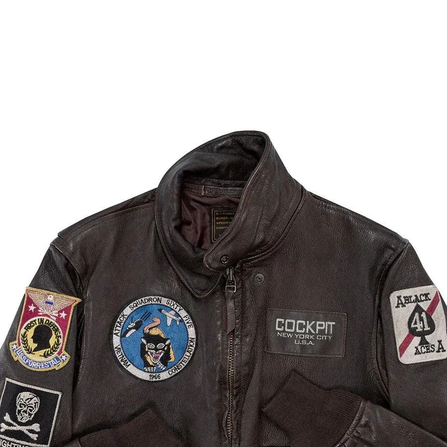 Cockpit USA Men's USS Forrestal Carrier Pilot's Vietnam Flight Jacket - Image 4