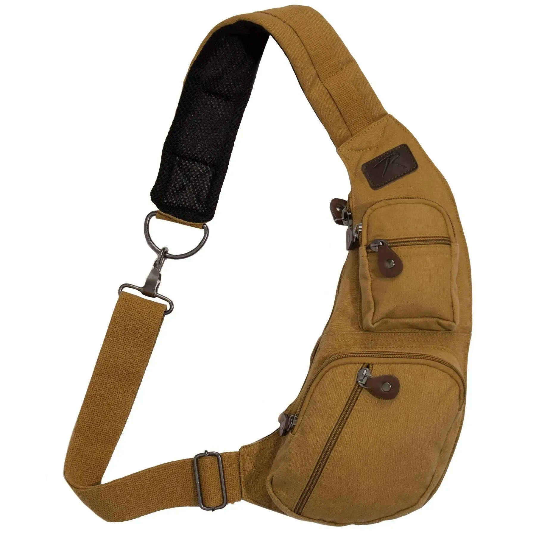 Canvas Crossbody Sling Bag — Coyote Brown