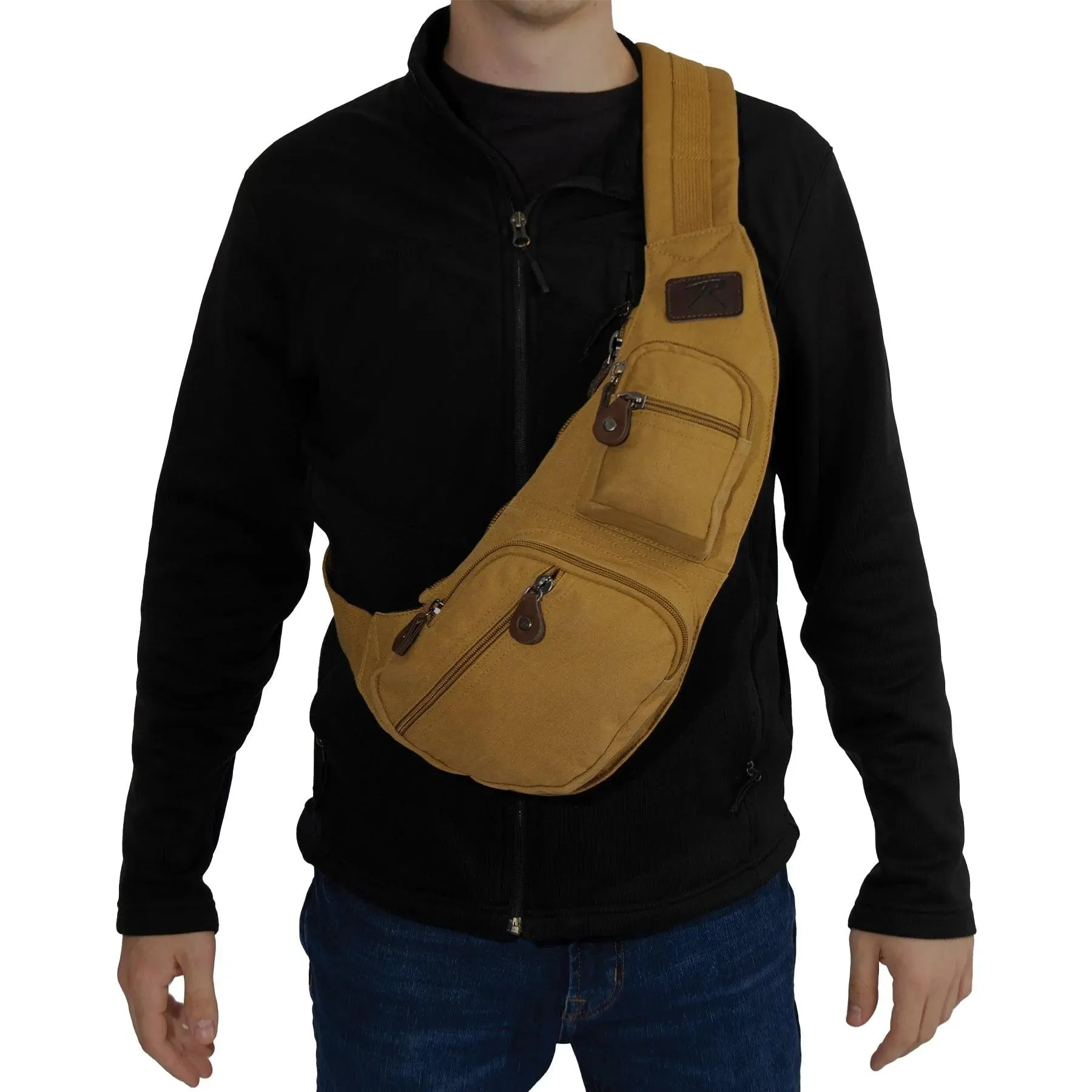 Canvas Crossbody Sling Bag — Coyote Brown - Image 2