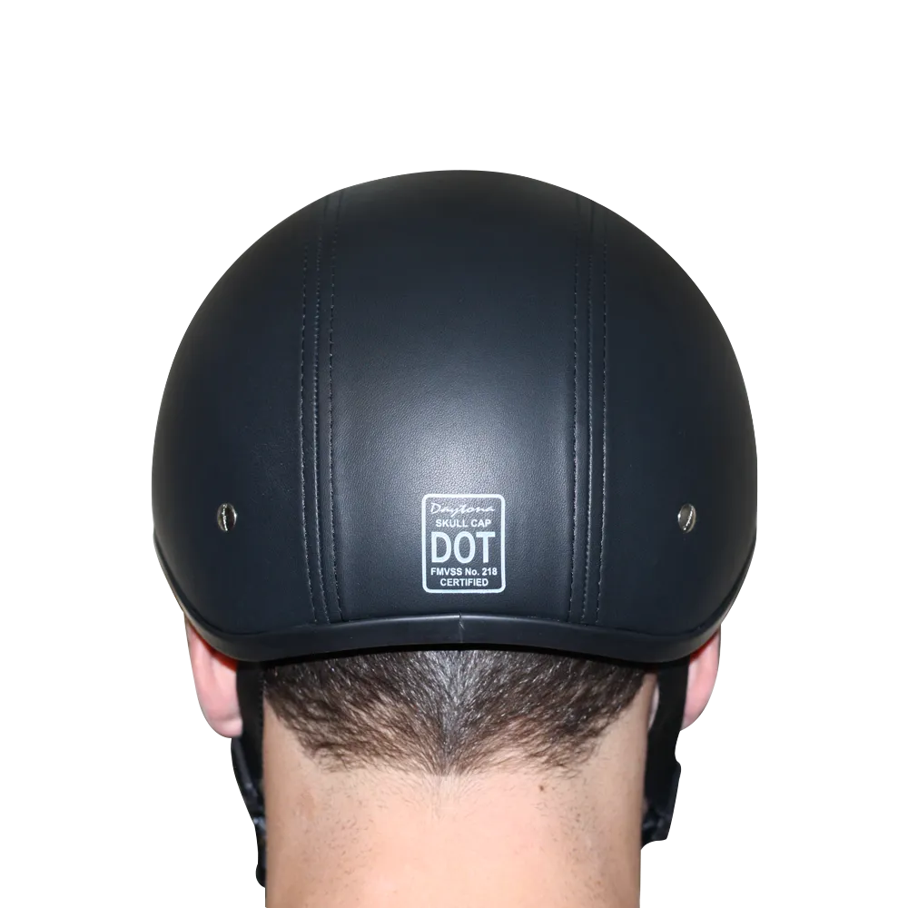 D.O.T. Daytona Skull Cap- Leather Covered - Image 2