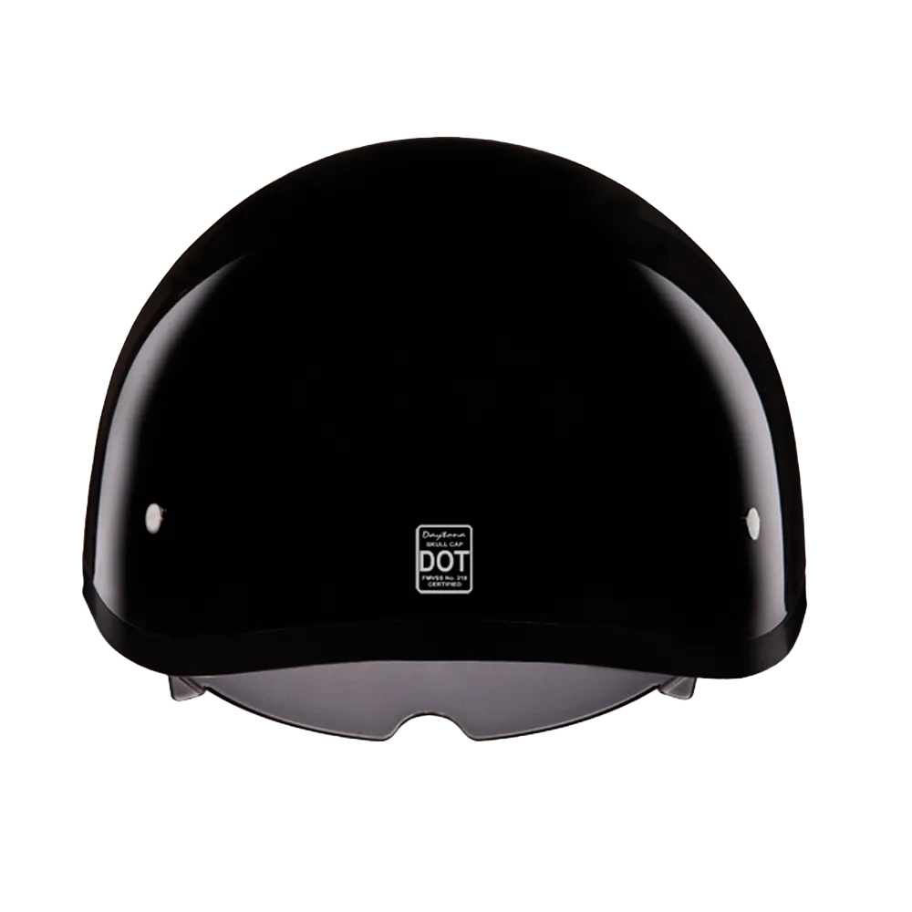 D.O.T. Daytona Skull Cap W/ Inner Shield- Hi-Gloss Black - Image 2