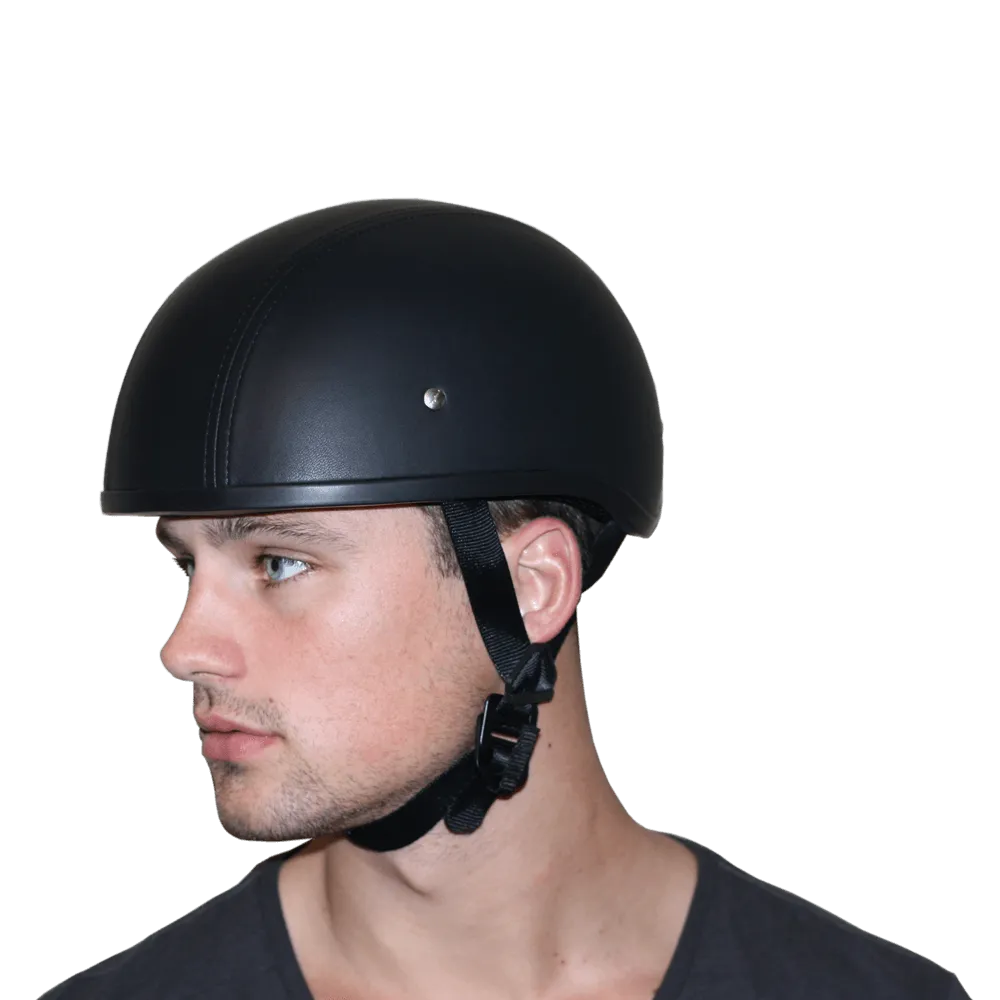 D.O.T. Daytona Skull Cap W/O Visor- Leather Covered - Image 2