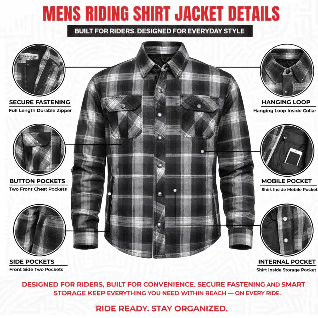 Derringer 'Street Guard' Men's Heavy Duty Flannel Riding Shirt Jacket - Image 8