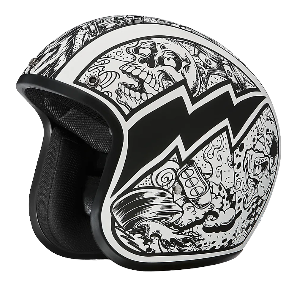 Daytona Cruiser Open Face Motorcycle Helmet - Visor & Graphics - Graffiti | DOT Approved - Image 6