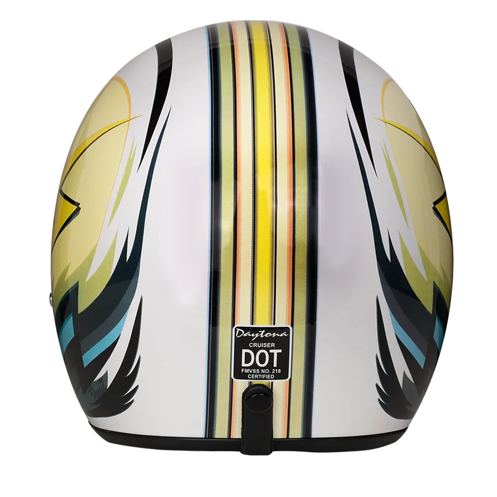 Daytona Cruiser Open Face Motorcycle Helmet - Visor & Graphics - Lightning | DOT Approved - Image 4