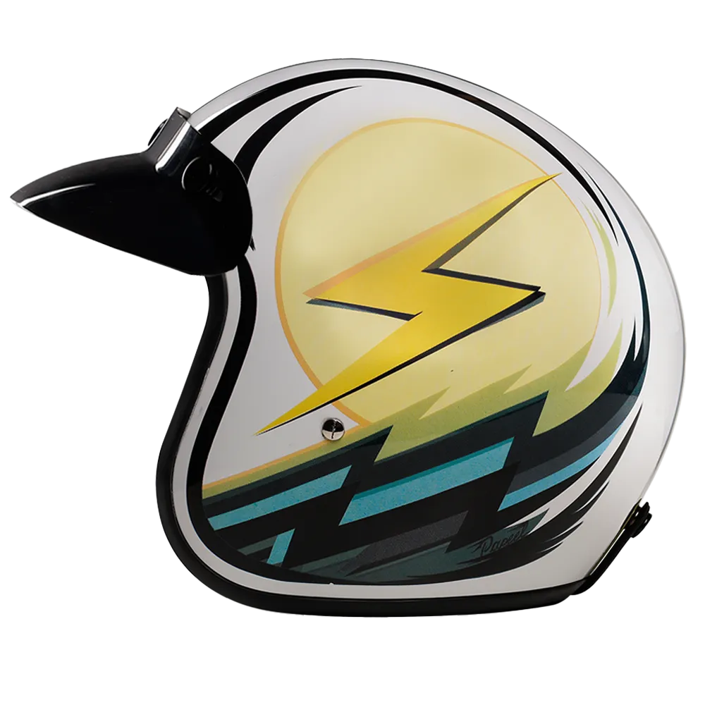 Daytona Cruiser Open Face Motorcycle Helmet - Visor & Graphics - Lightning | DOT Approved - Image 5