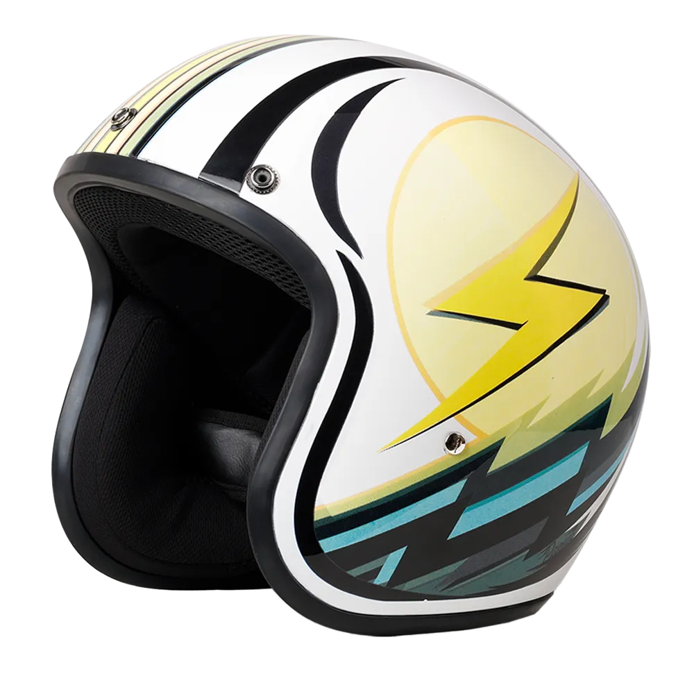 Daytona Cruiser Open Face Motorcycle Helmet - Visor & Graphics - Lightning | DOT Approved - Image 6