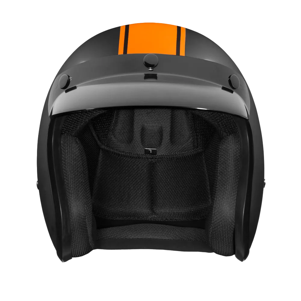 Daytona Cruiser Open Face Motorcycle Helmet - Visor & Graphics - Orange Pin Stripe | DOT Approved - Image 2