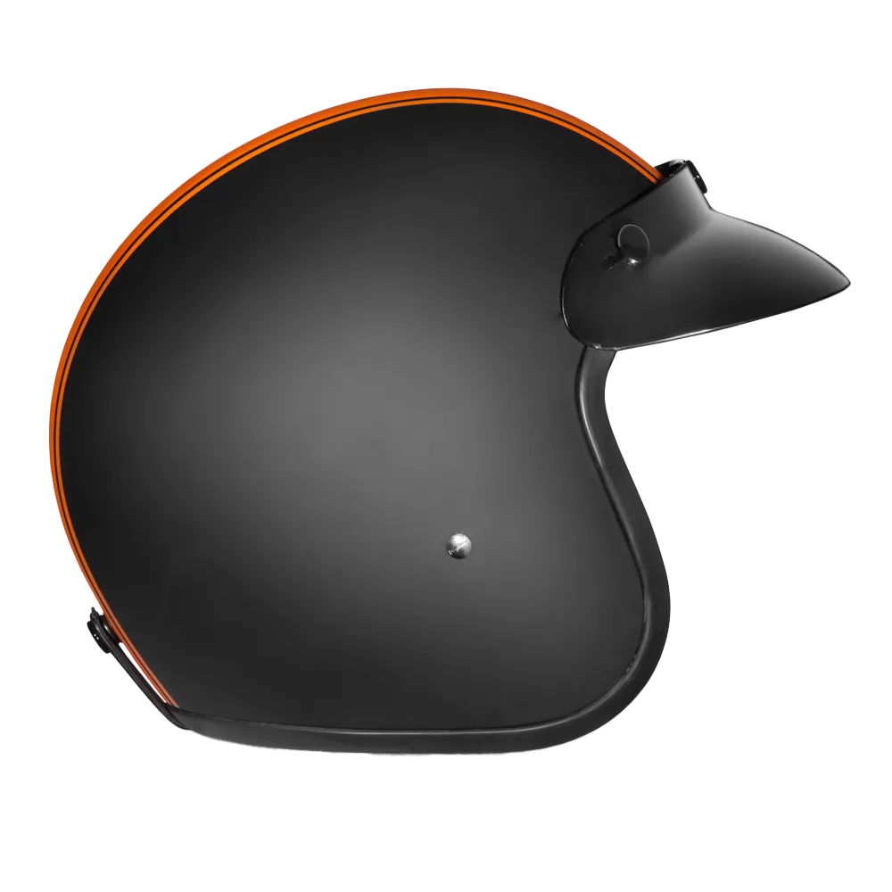 Daytona Cruiser Open Face Motorcycle Helmet - Visor & Graphics - Orange Pin Stripe | DOT Approved - Image 3
