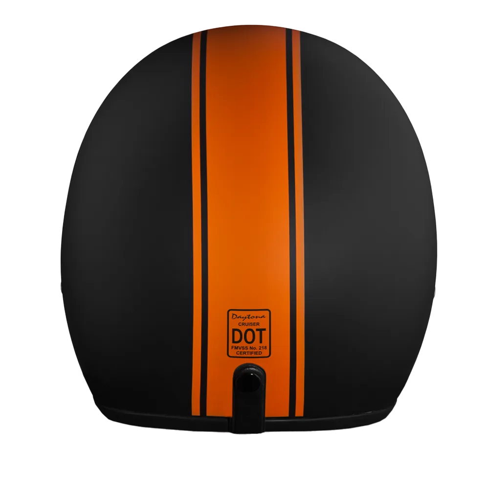 Daytona Cruiser Open Face Motorcycle Helmet - Visor & Graphics - Orange Pin Stripe | DOT Approved - Image 4