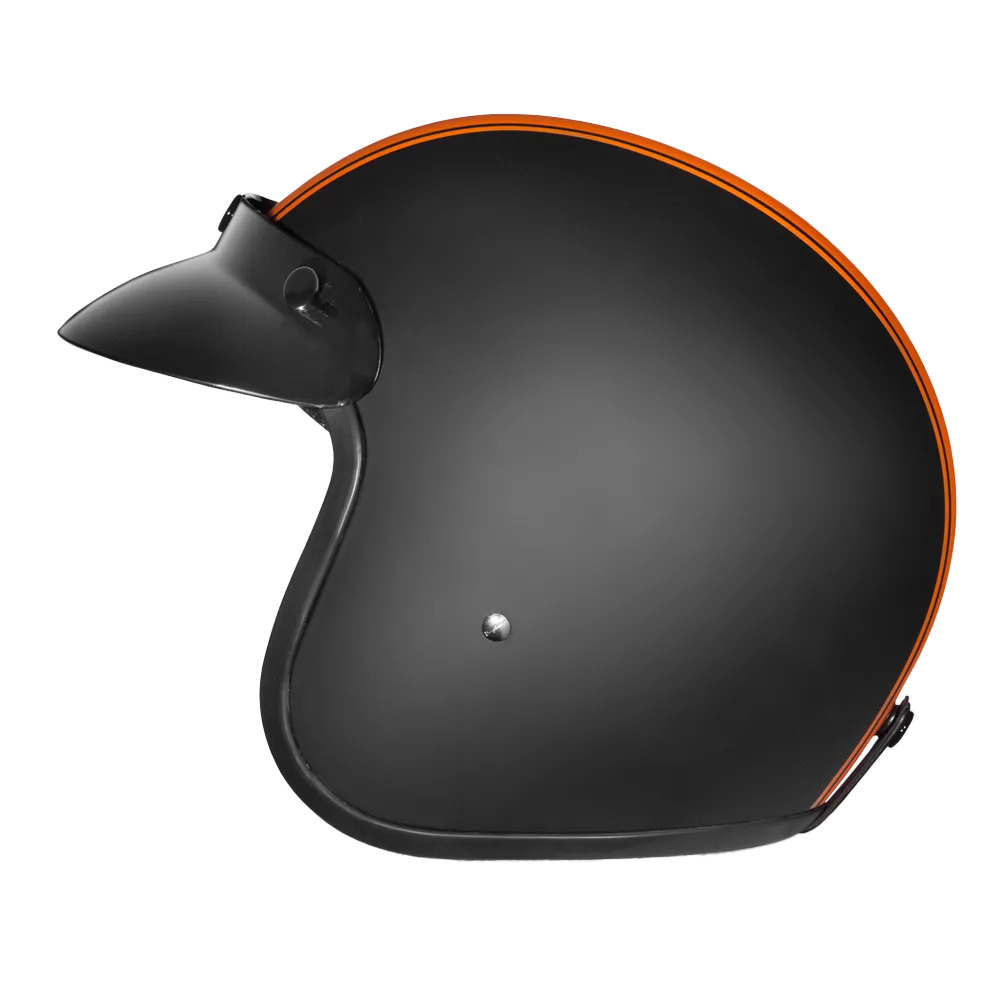 Daytona Cruiser Open Face Motorcycle Helmet - Visor & Graphics - Orange Pin Stripe | DOT Approved - Image 5