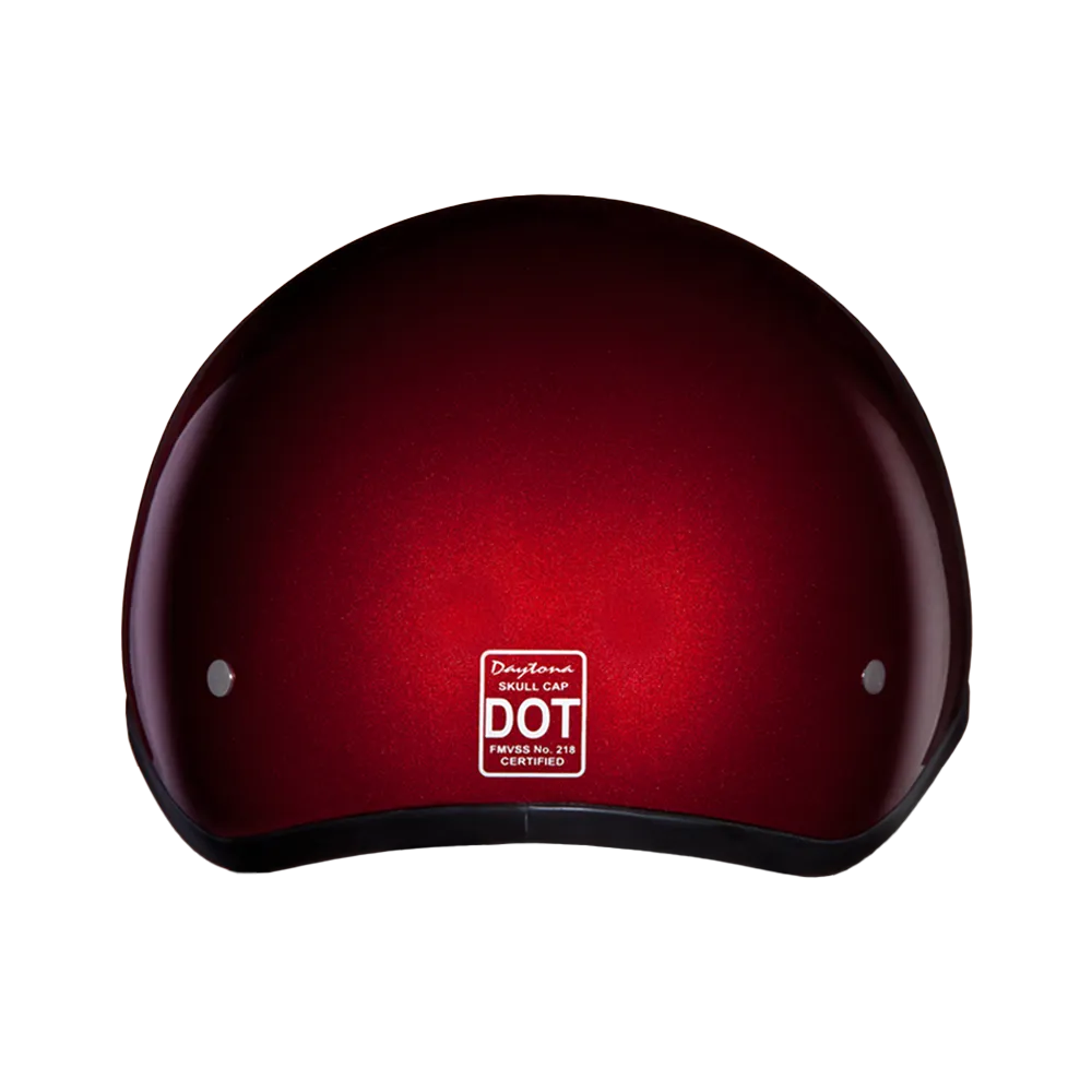 Daytona Skull Cap Half Shell Motorcycle Helmet - Beanie Style - Black Cherry | DOT Approved - Image 3