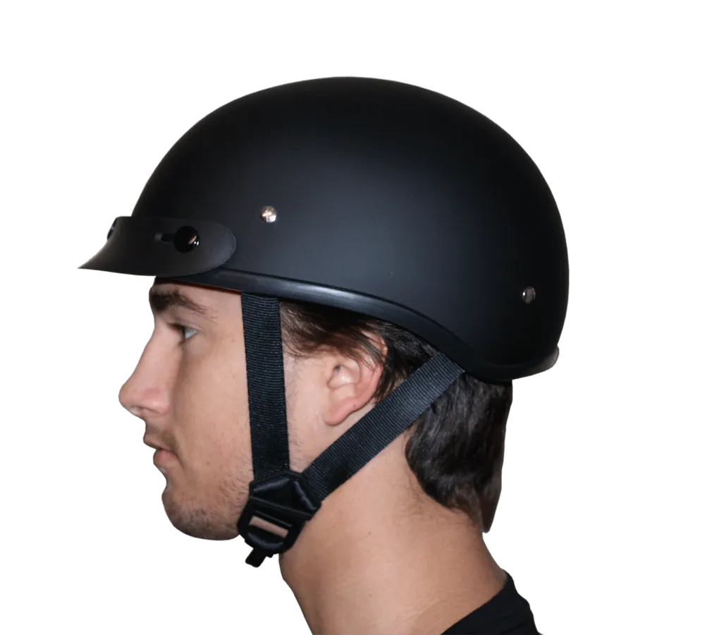 Daytona Skull Cap Half Shell Motorcycle Helmet - Beanie Style - Black Cherry | DOT Approved - Image 9