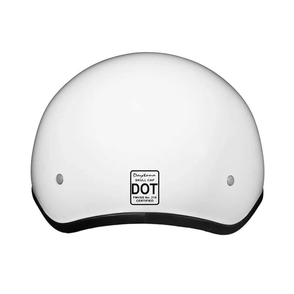 Daytona Skull Cap Half Shell Motorcycle Helmet - Beanie Style - Hi-Gloss White | DOT Approved - Image 3