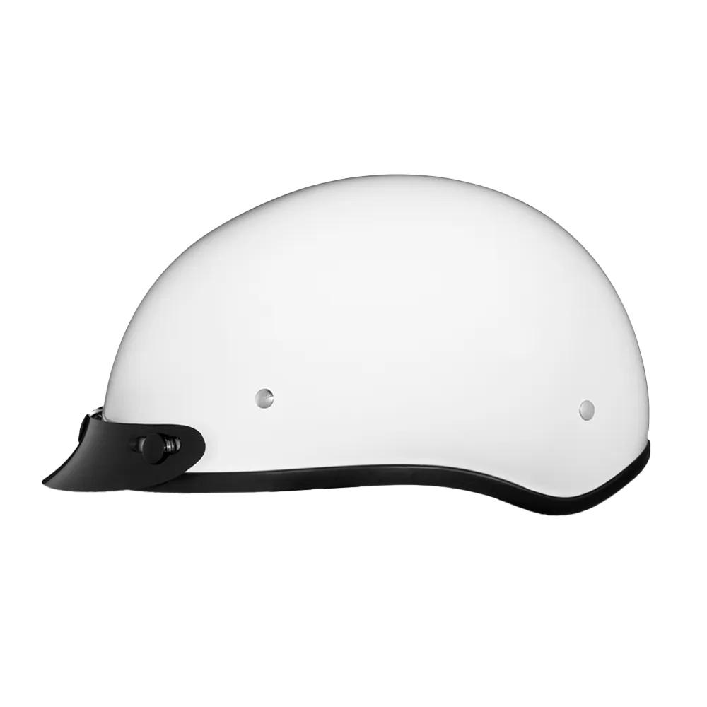 Daytona Skull Cap Half Shell Motorcycle Helmet - Beanie Style - Hi-Gloss White | DOT Approved - Image 4