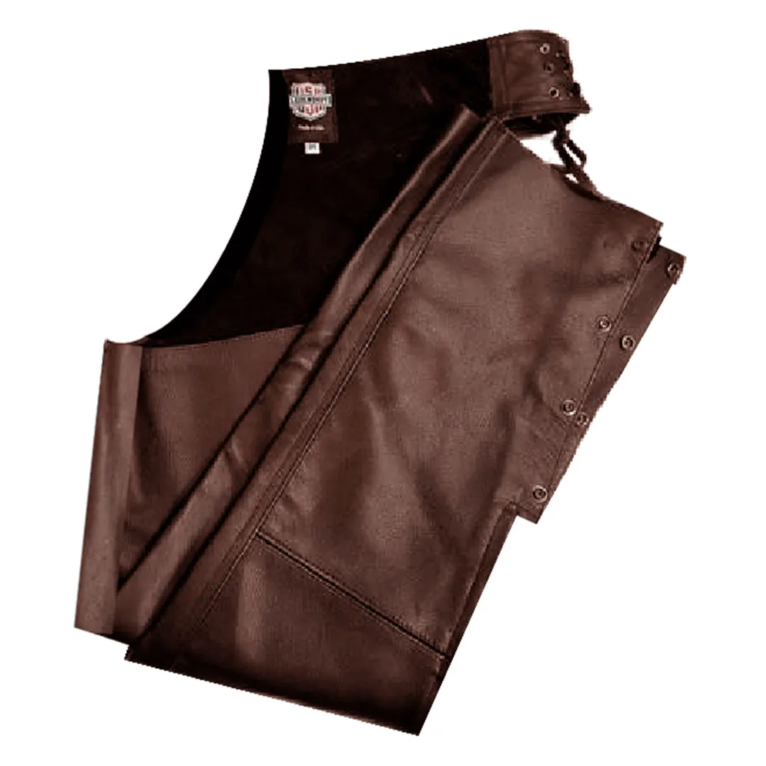 Legendary Bad Ass Leather Motorcycle Chaps - Brown - Image 3