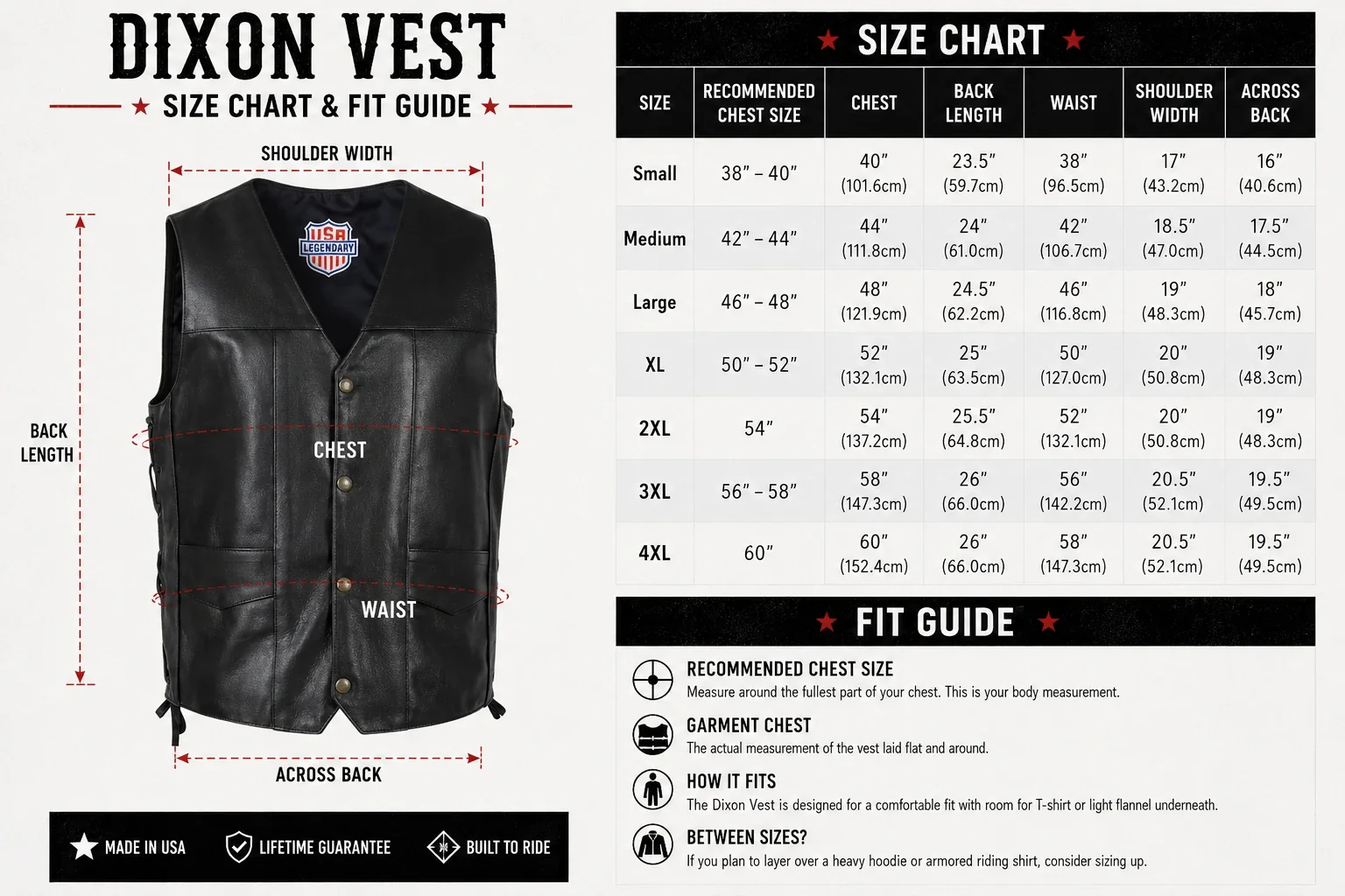 Legendary Dixon Men's Leather Motorcycle Vest - Image 7