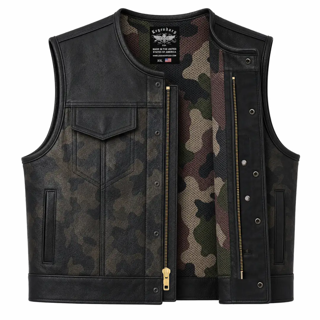 Legendary LowLife Camo Leather Club Vest