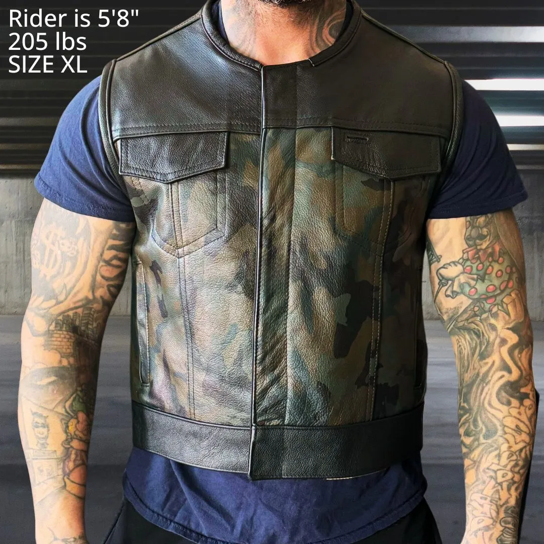 Legendary LowLife Camo Leather Club Vest - Image 4