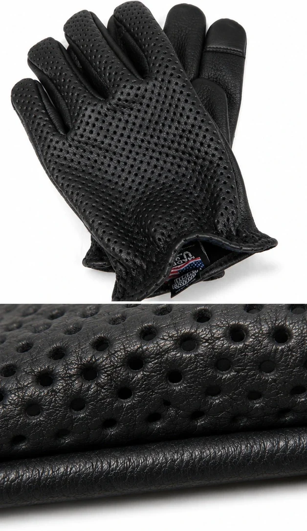 Ventilated Touchscreen Deerskin Gloves - Image 7