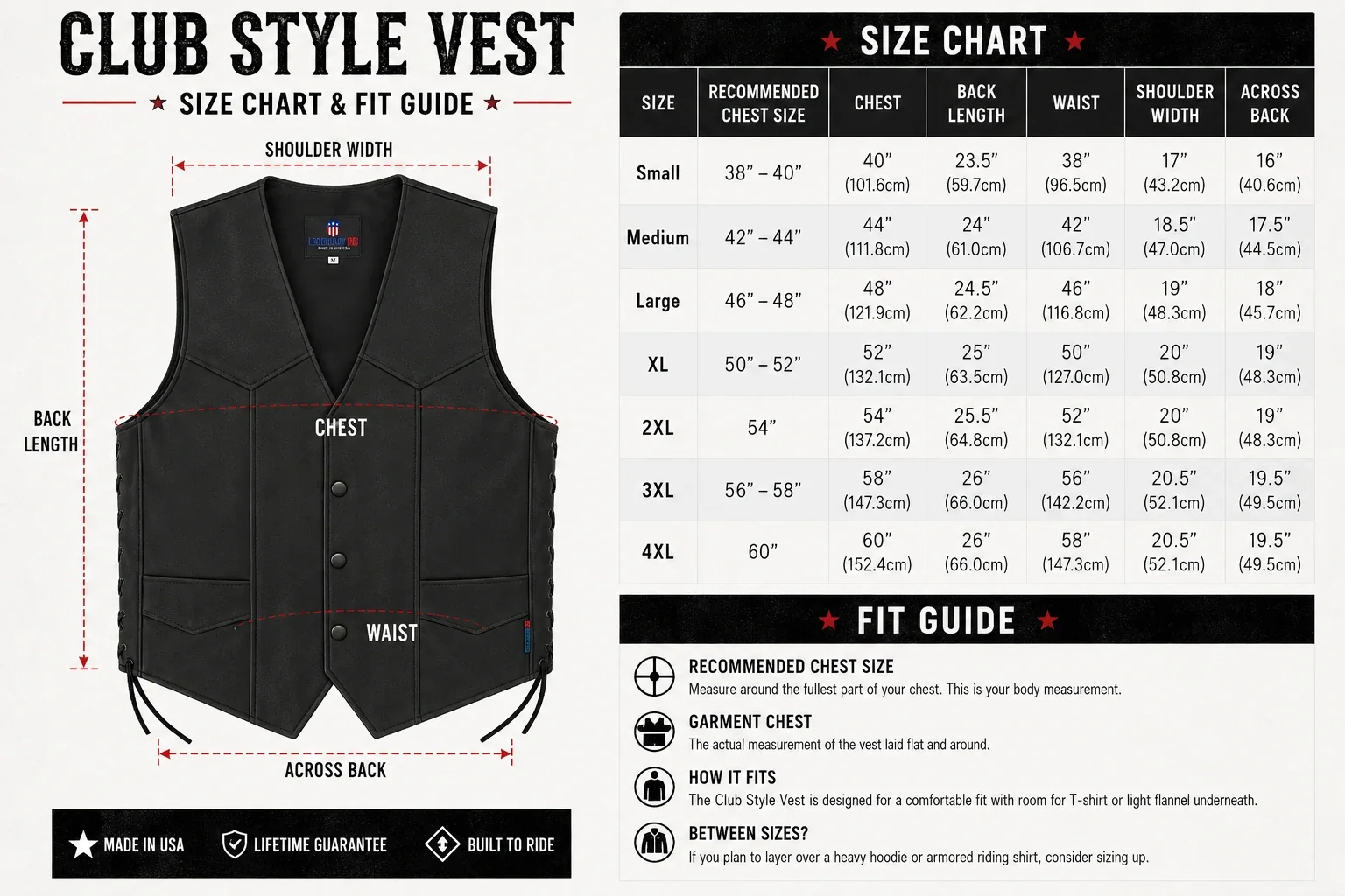 Legendary Men's Leather Club Motorcycle Vest - Image 3