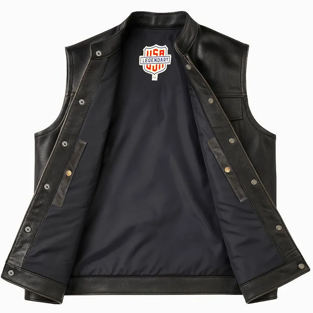 Legendary Outlaw Men's Leather Motorcycle Vest - Image 3