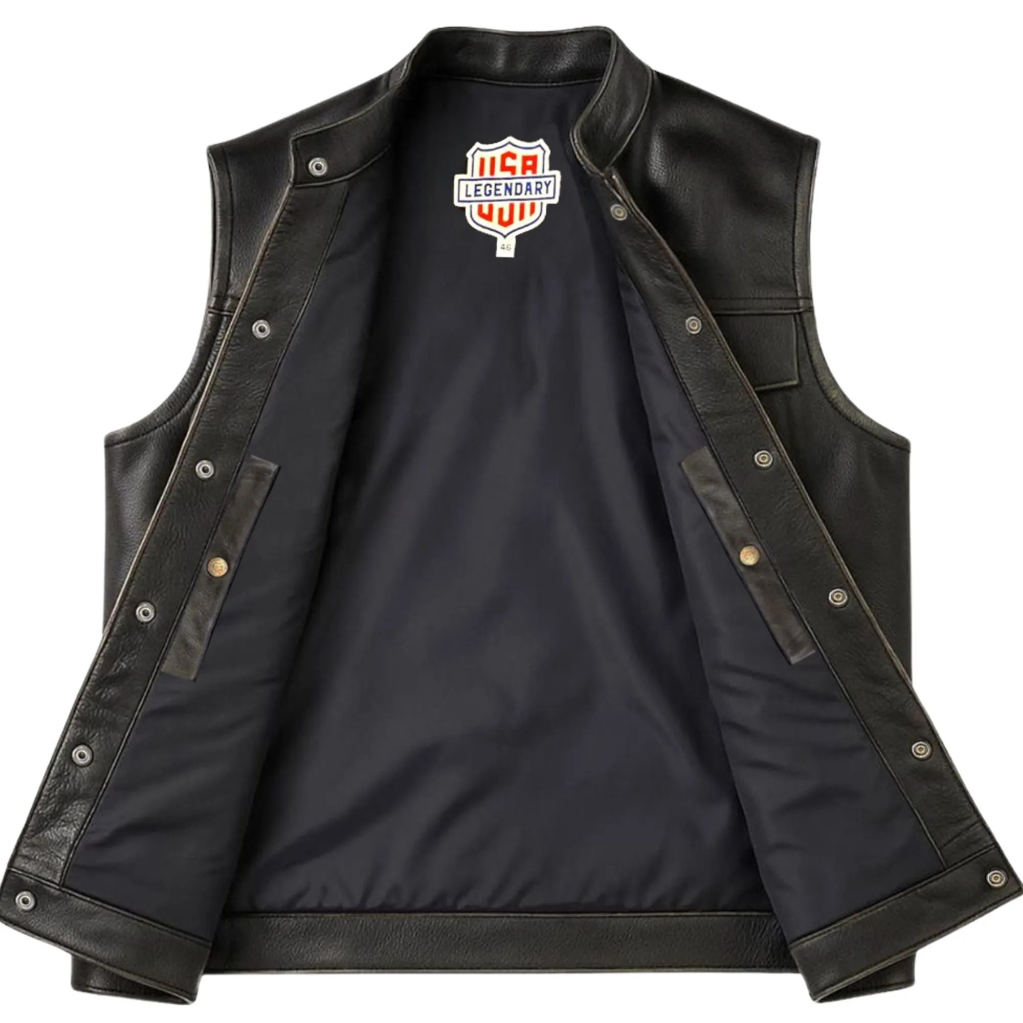 Legendary Reckless Outlaw Aged Leather Vest - Image 3
