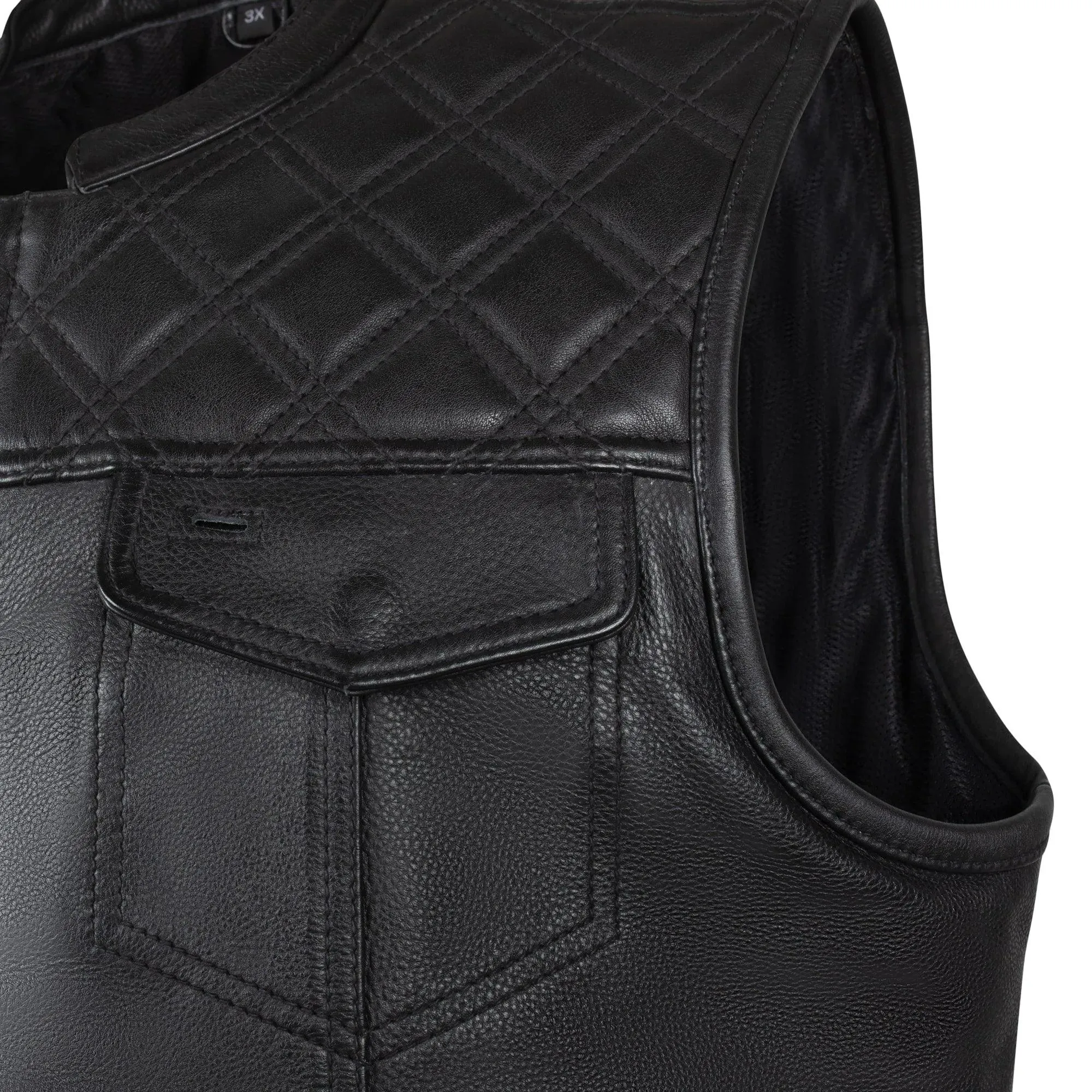 'Diamond Cut' Men's Leather Vest — Sz 40/52/54, Final Sale - Image 3