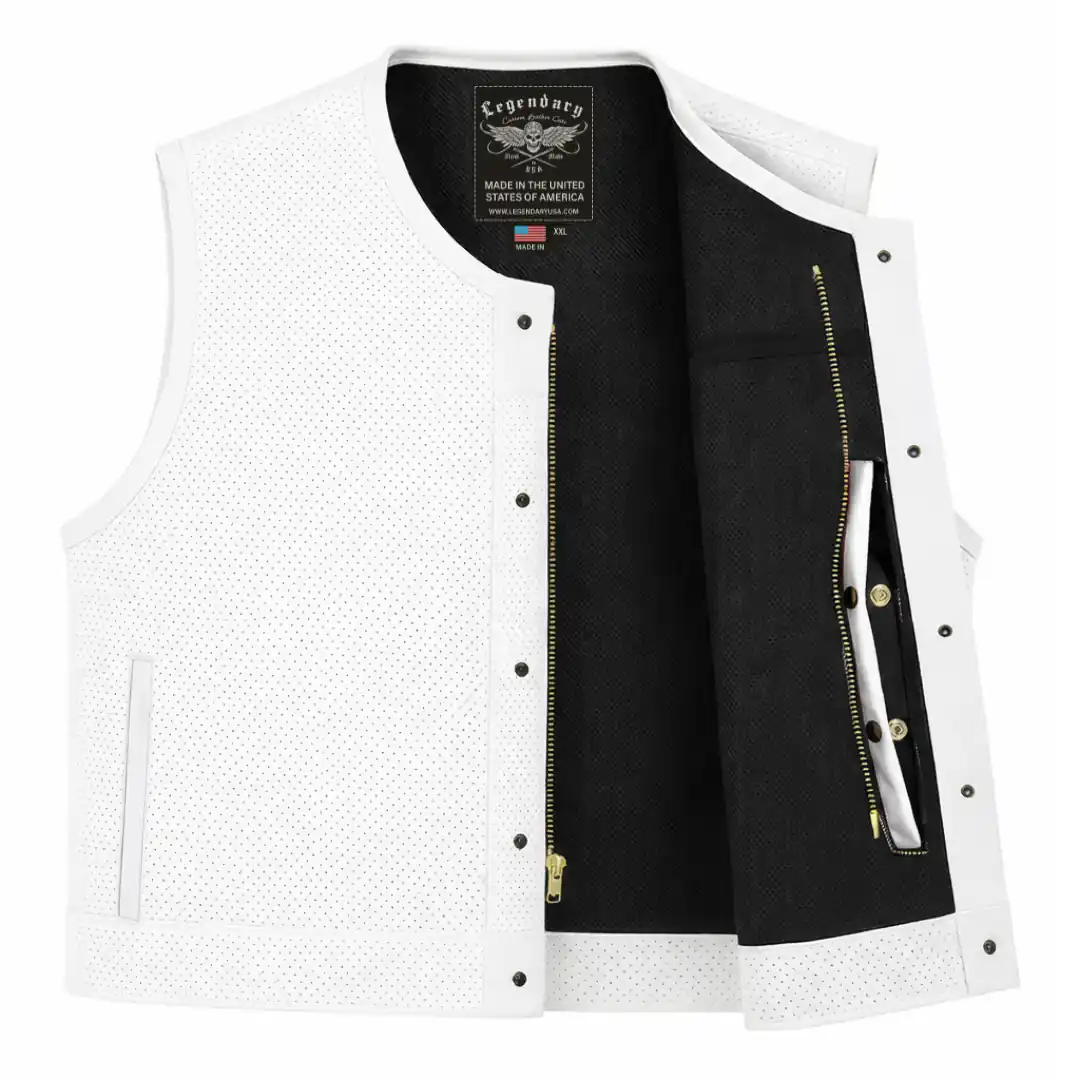 Legendary 'White Monster' Perforated Leather Club Vest - Image 2