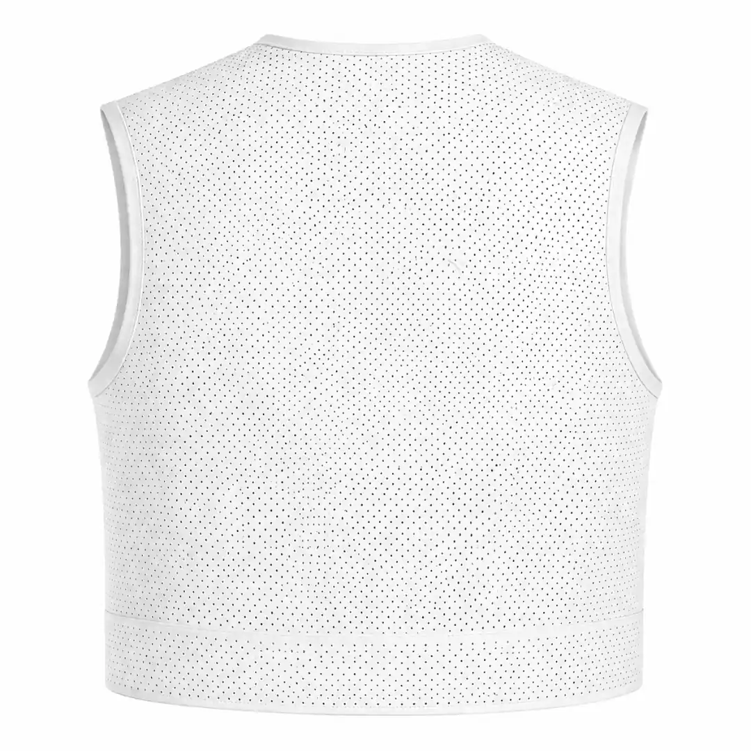 Legendary 'White Monster' Perforated Leather Club Vest - Image 3