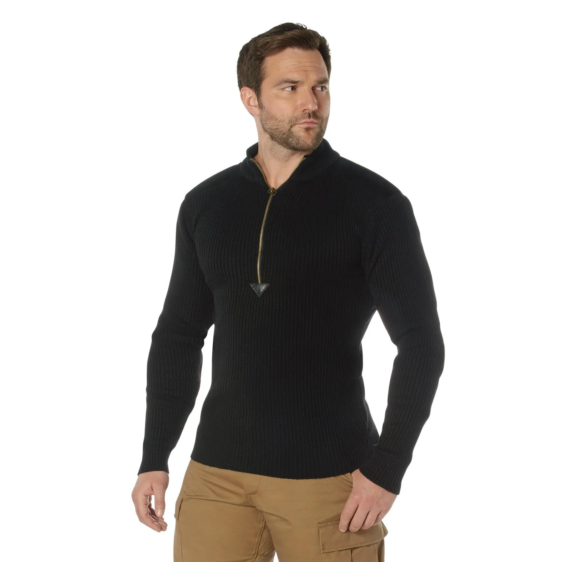 Men's Quarter Zip Acrylic Commando Sweater - Image 2