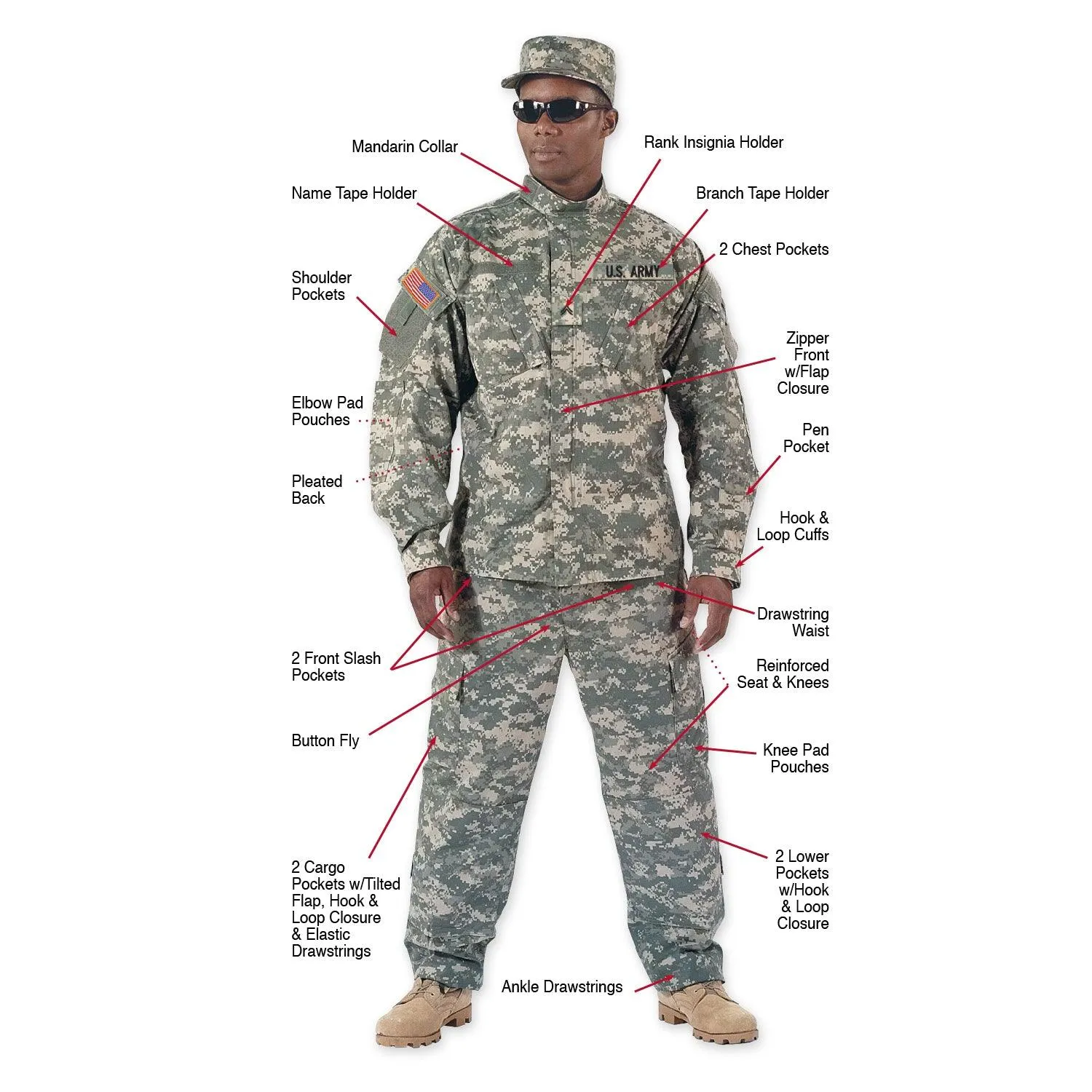 Men's Camo Combat BDU Uniform Pants - Image 7