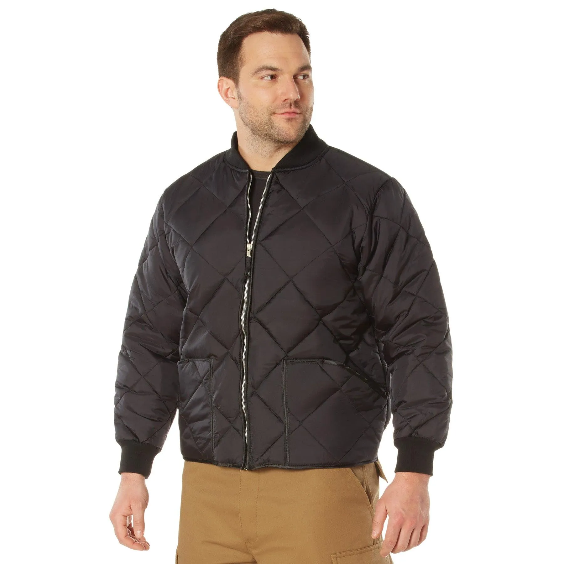 Men's Diamond Nylon Quilted Flight Jacket - Image 3