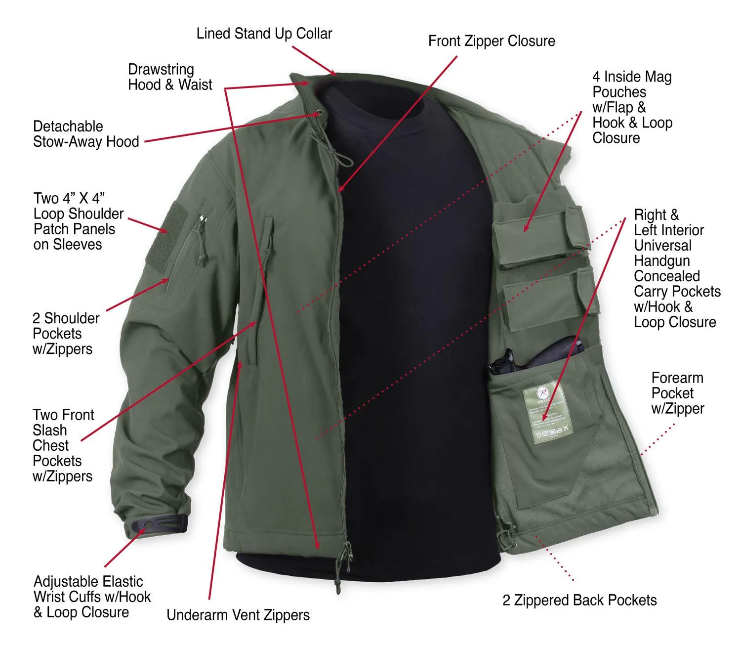 Men's Concealed Carry Soft Shell Jacket - Image 12