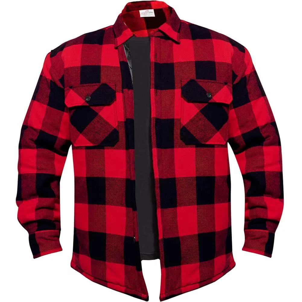 Men's Quilt Lined Red Plaid Flannel Shirt