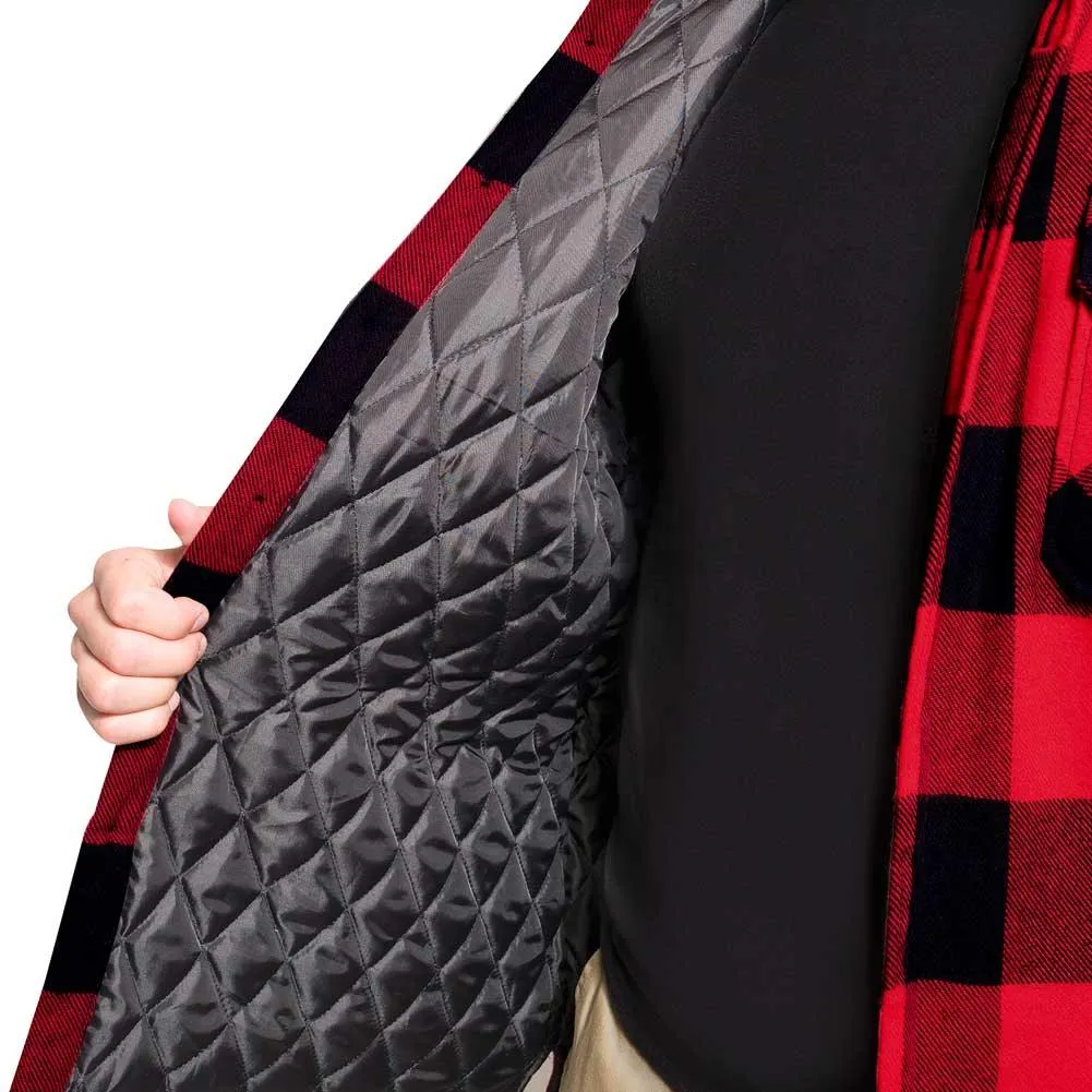 Men's Quilt Lined Red Plaid Flannel Shirt - Image 3
