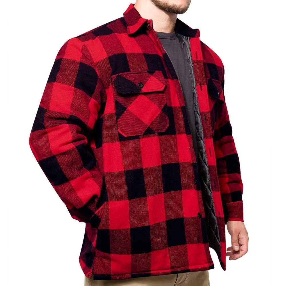 Men's Quilt Lined Red Plaid Flannel Shirt - Image 4